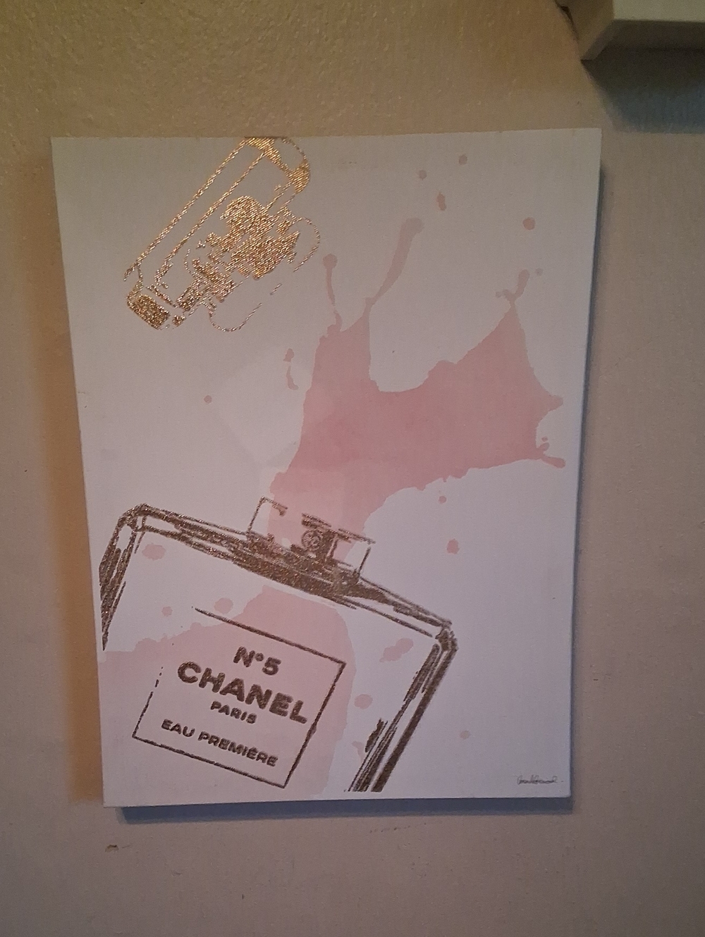 CHANEL Pink & Gold No.5 Perfume Bottle Art Print